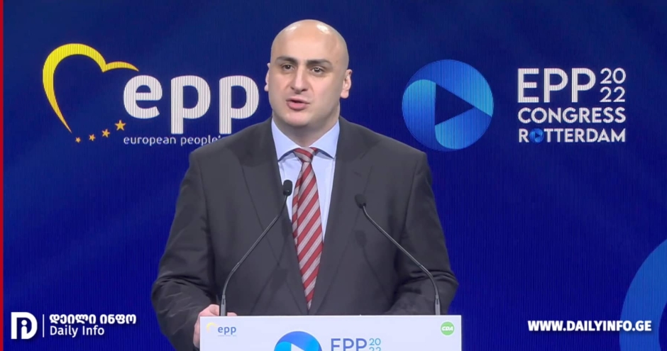 „ჩვენ მივმართავთ ევროკავშირს, გაუღოს კარი საქართველოს“ - მელიას გამოსვლა EPP-ს ყრილობაზე