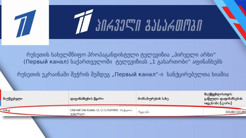 საქართველოში მოქმედი „1 გასართობის“ დამფინანსებელი სანქცირებული რუსეთის Первый канал-ია